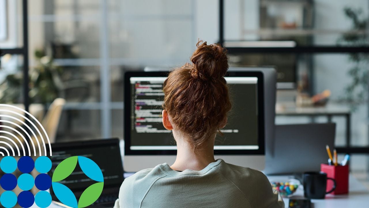 Woman working on her laptop in the office